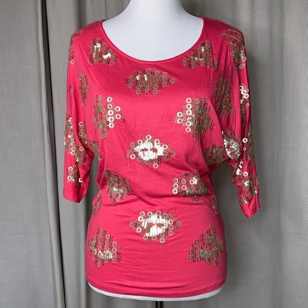 Cremieux Elbow Sleeve Embellished Tee Sz XS NWT!!
